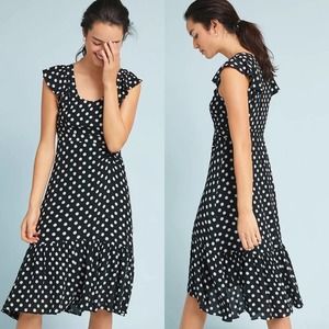 Anthropologie Maeve Polka Dot Ruffle Midi Dress 2